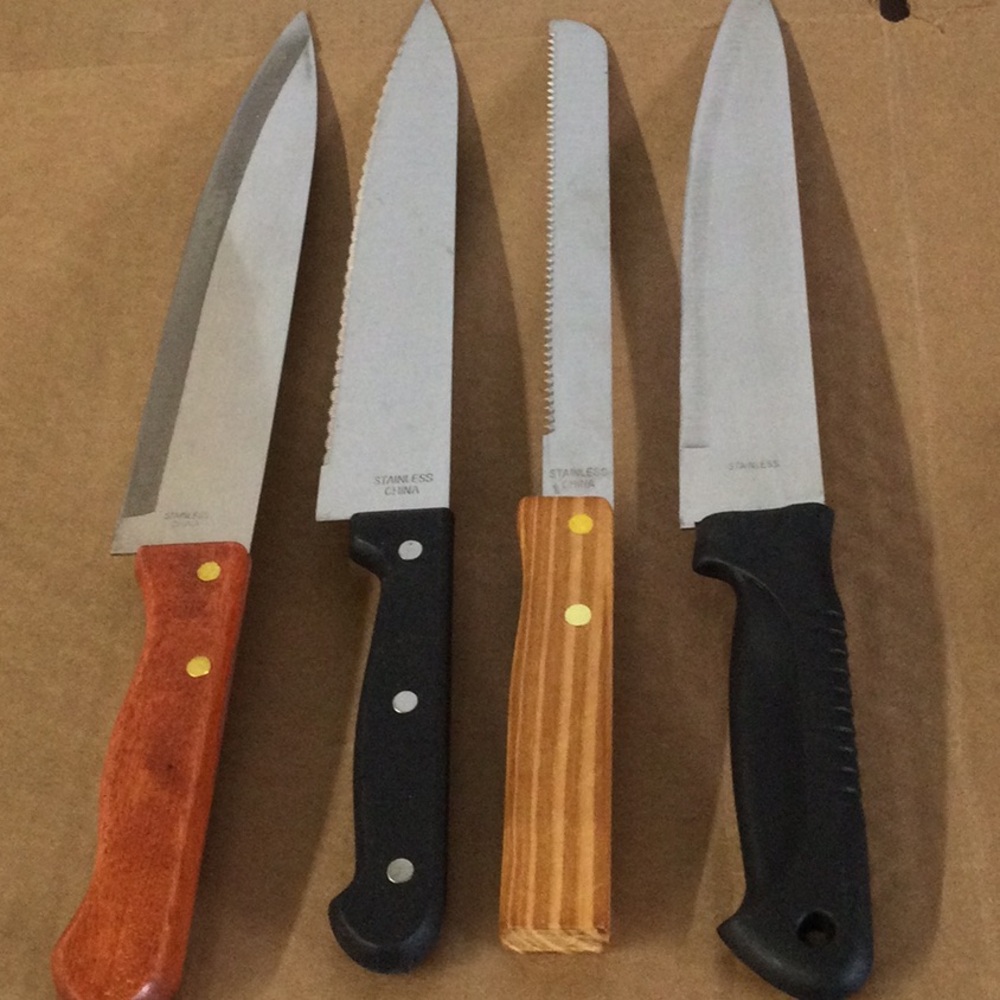 New 4 Stainless Kitchen Knifes